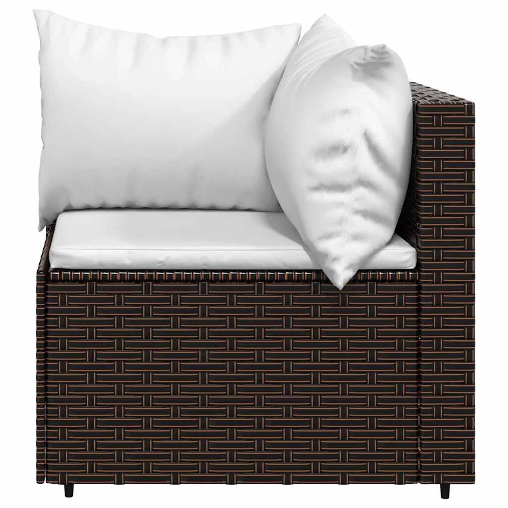 Salon de jardin 3 pcs | Mobilier d'extérieur avec coussins marron résine tressée Maison Chic - Image 7