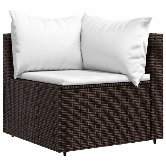 Salon de jardin 3 pcs | Mobilier d'extérieur avec coussins marron résine tressée Maison Chic - Image 4