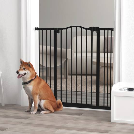 Barrière pour chien à largeur réglable de 76 à 104 cm, barrière de sécurité avec 2 extensions, noire - Image 3