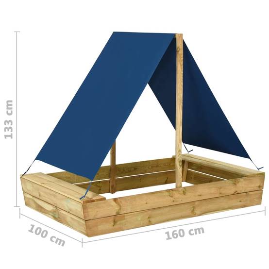 Bac à sable - Maison de jeu pour enfants avec toit 160x100x133 cm Bois de pin imprégné - Image 5