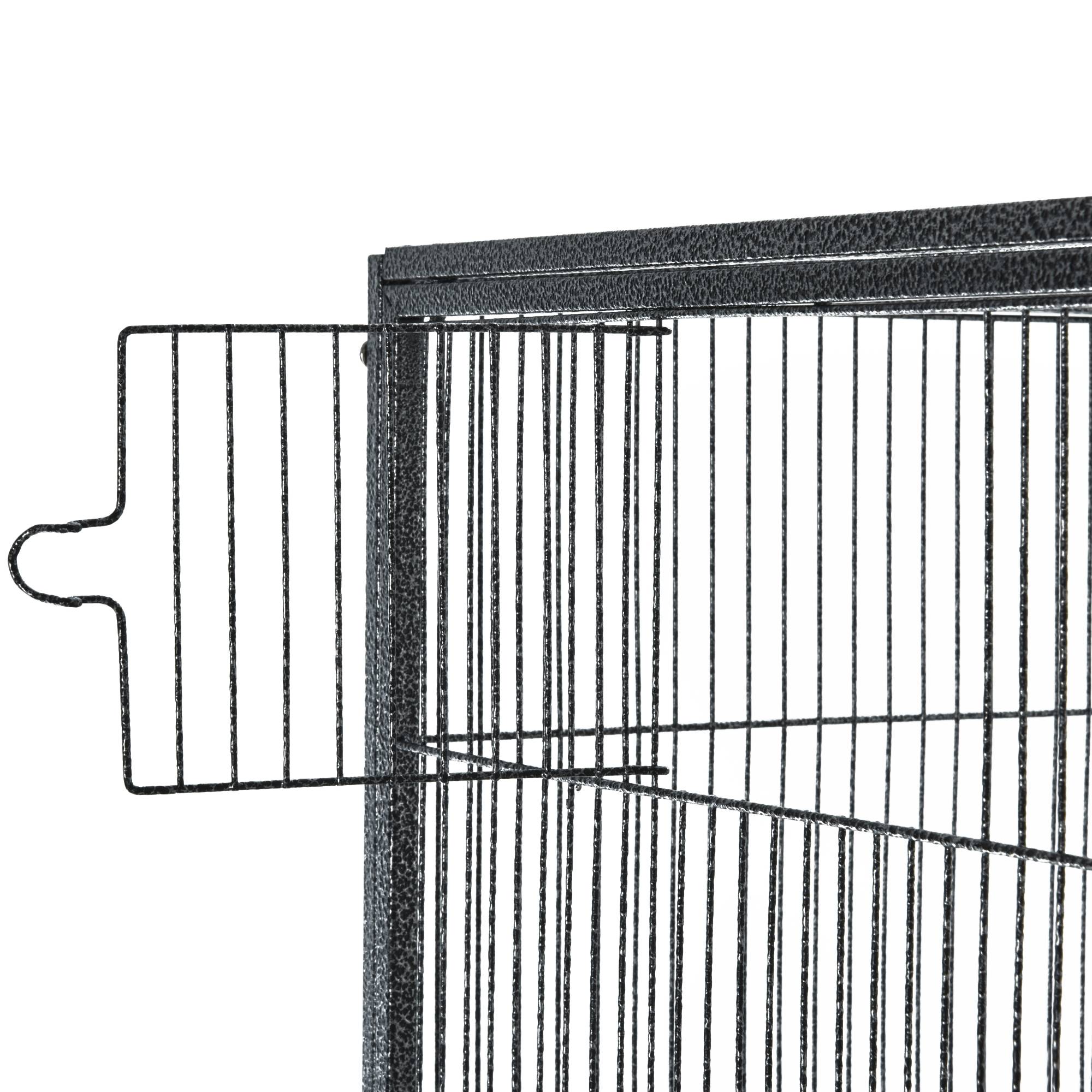 Pawhut - PawHut Cage à Oiseaux Portable avec 4 Mangeoires et 4 Perchoirs Pratique 81 x 48 x 163 cm Noir et Gris - Image 5