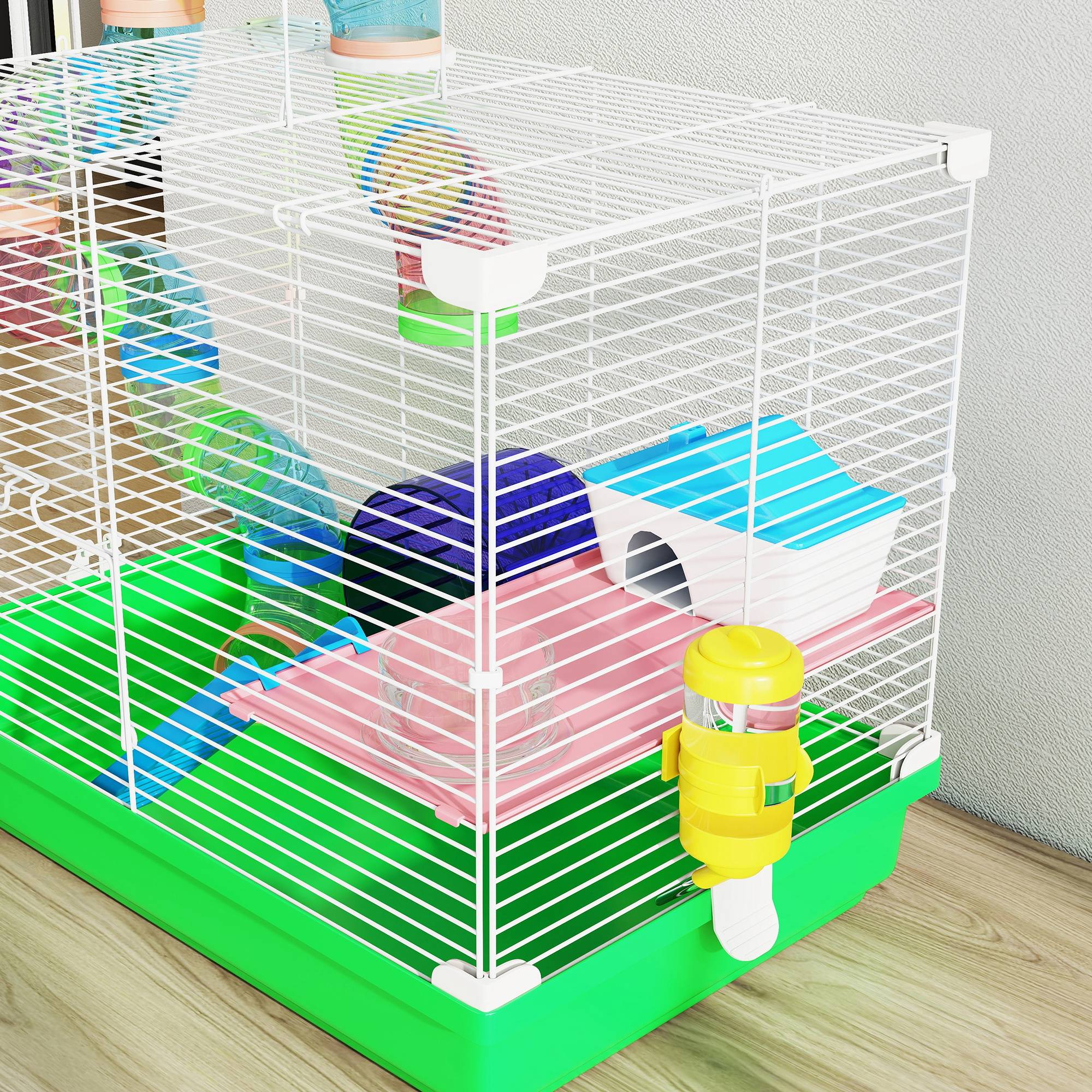 Cage pour rongeur métal et plastique vert 46 x 30 x 37 cm - PANGIVO - Image 10
