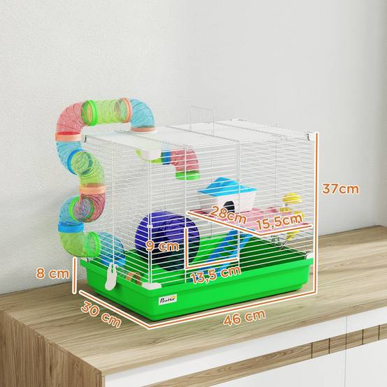 Cage pour rongeur métal et plastique vert 46 x 30 x 37 cm - PANGIVO - Image 5