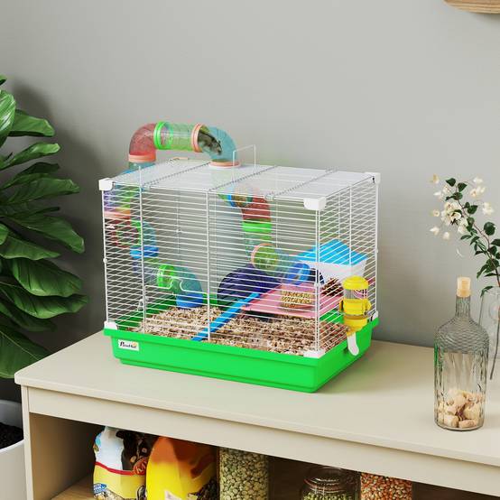 Cage pour rongeur métal et plastique vert 46 x 30 x 37 cm - PANGIVO - Image 3