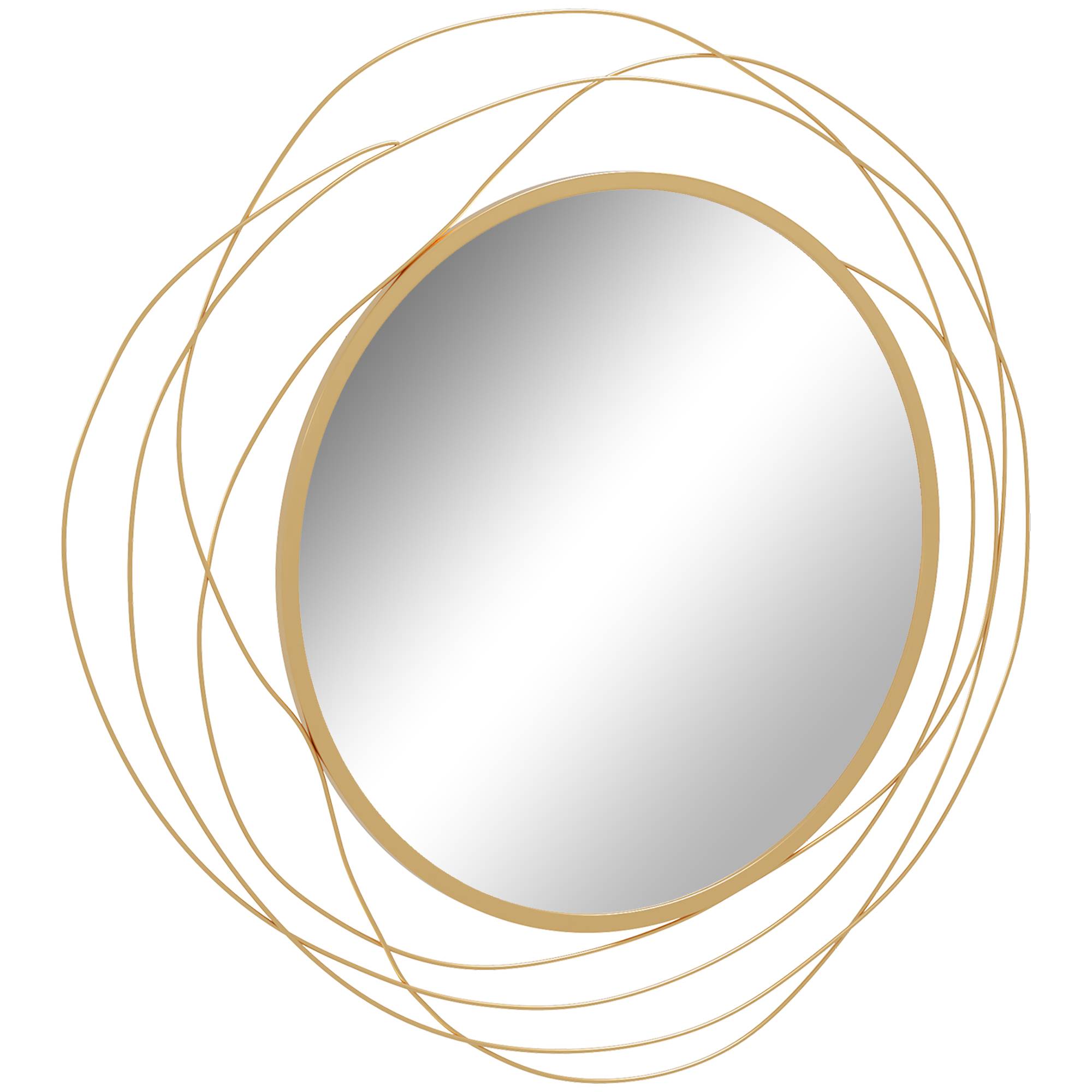 Sans Marque - Décoration murale miroir rond cadre métal Ø65 cm or - Image 2