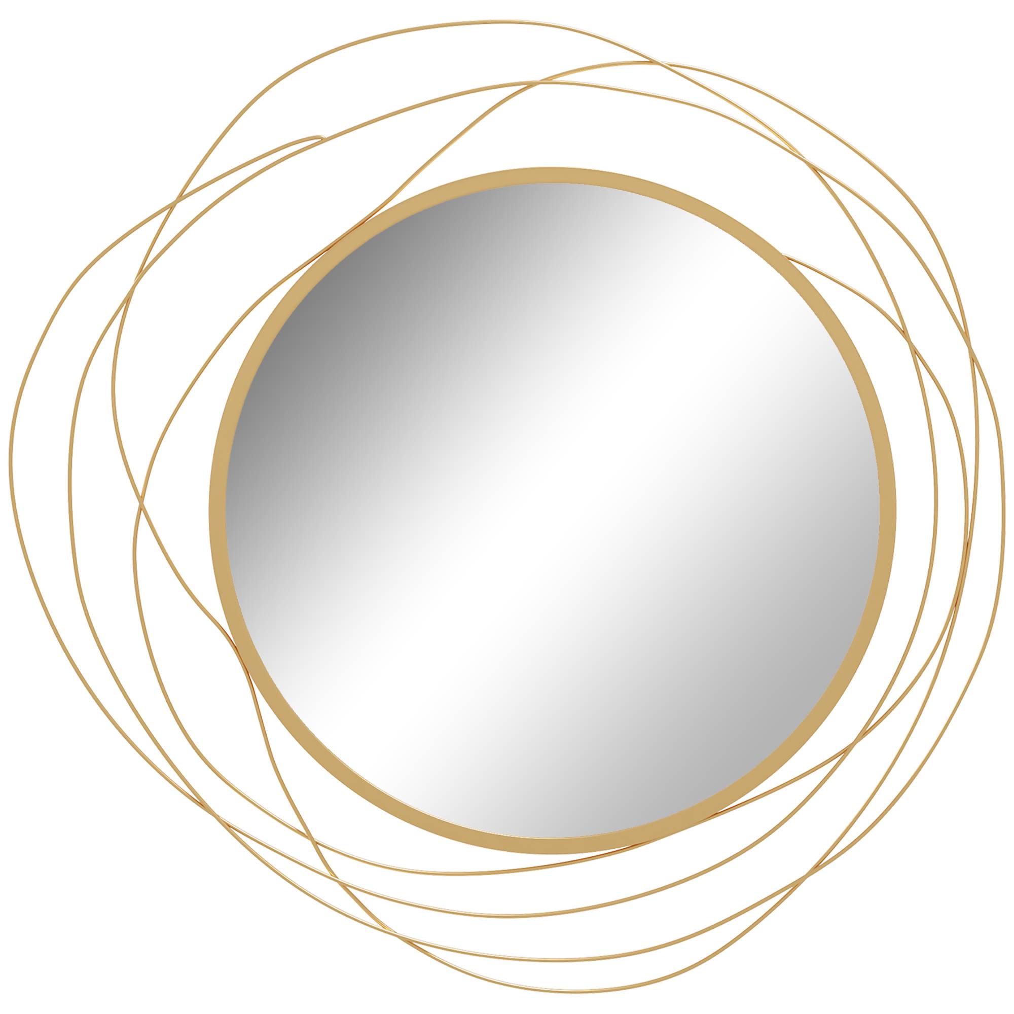 Sans Marque - Décoration murale miroir rond cadre métal Ø65 cm or - Image 1