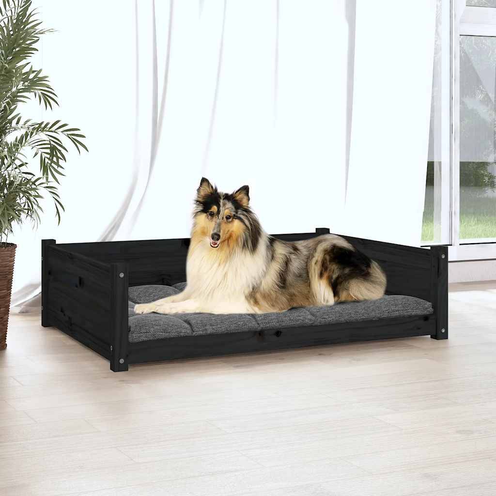 Vidaxl - Lit pour chien Noir 95,5x65,5x28 cm Bois de pin solide vidaXL 821461 - Image 4