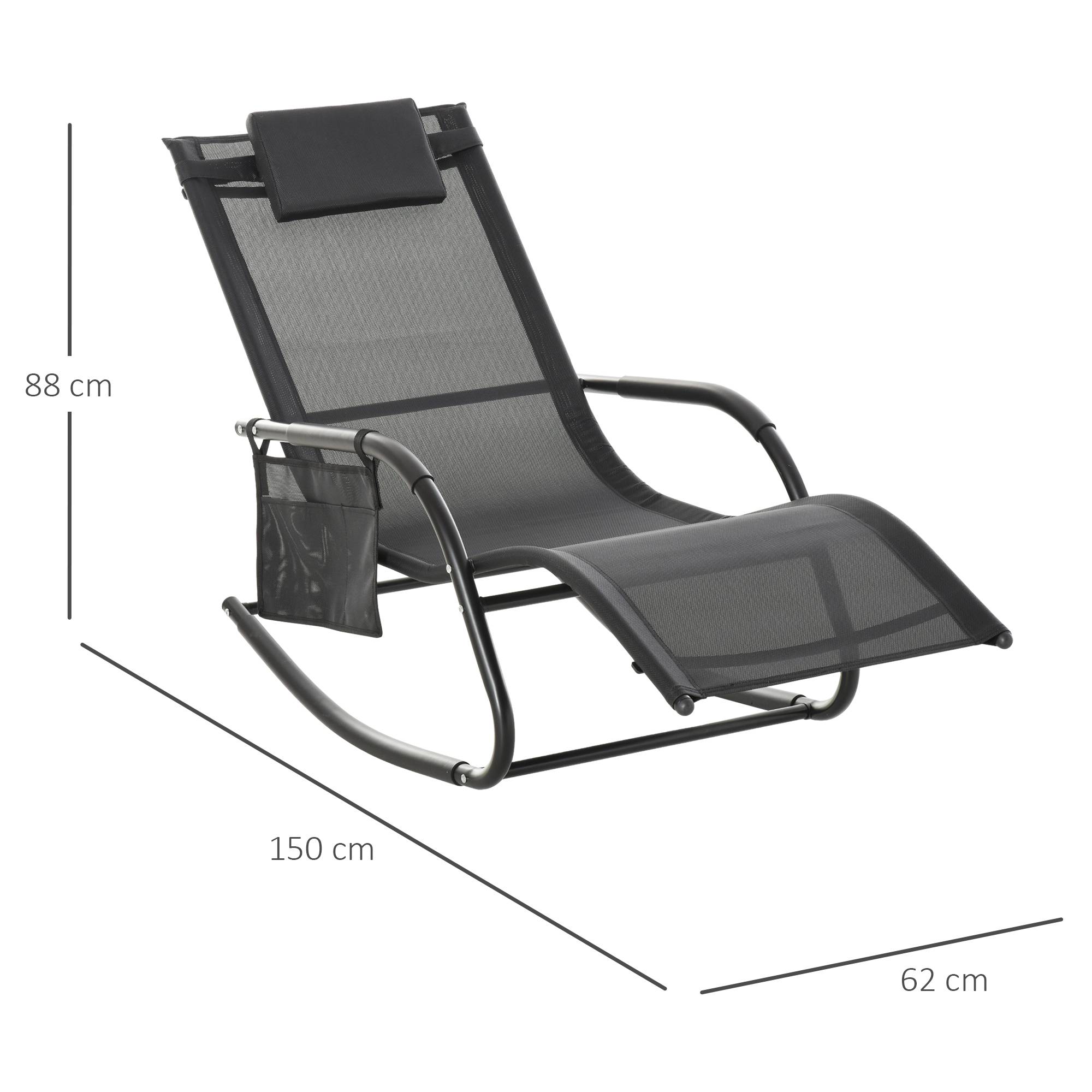 Chaise longue à bascule métal 150 x 62 x 88 cm - PANGIVO - Image 5