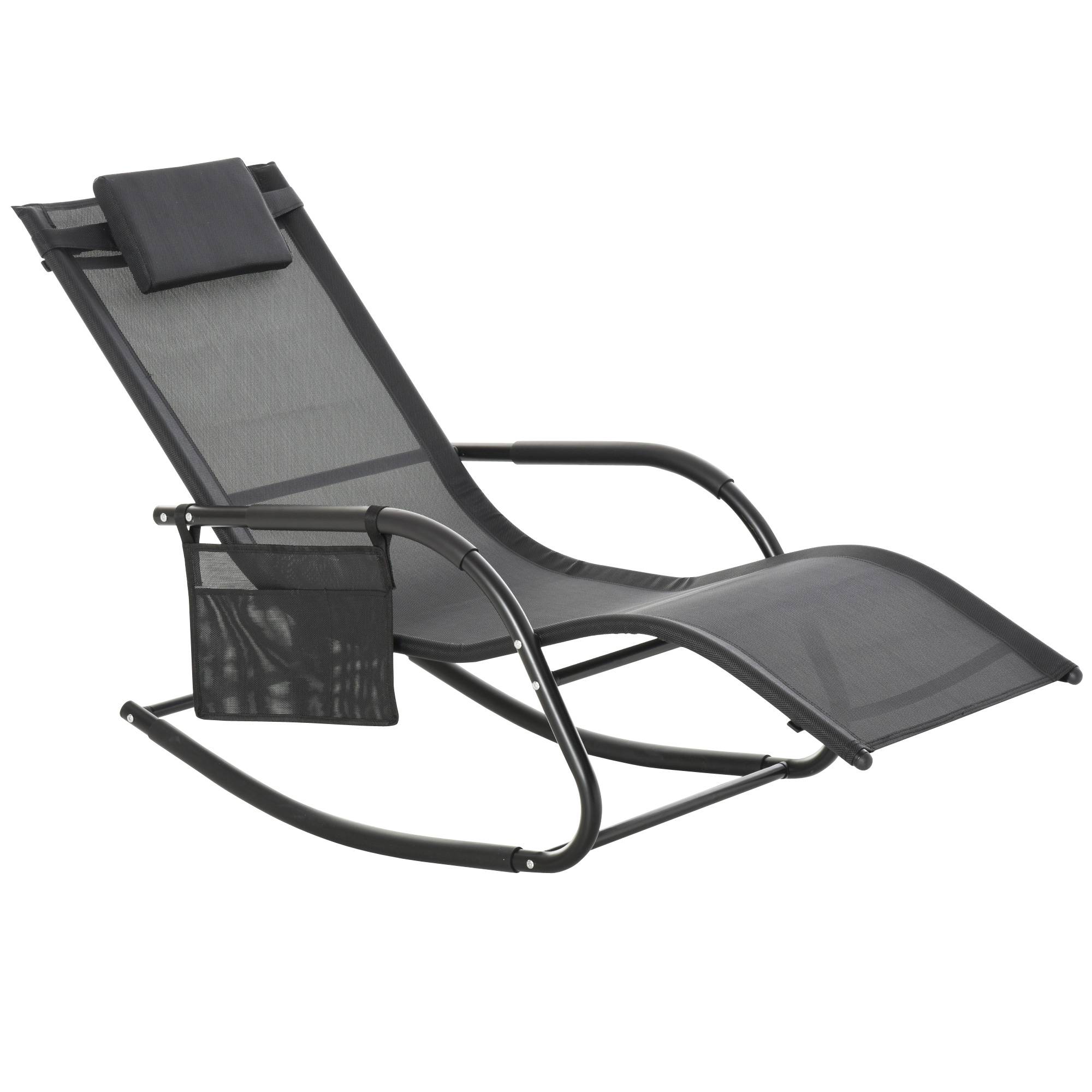 Chaise longue à bascule métal 150 x 62 x 88 cm - PANGIVO - Image 2