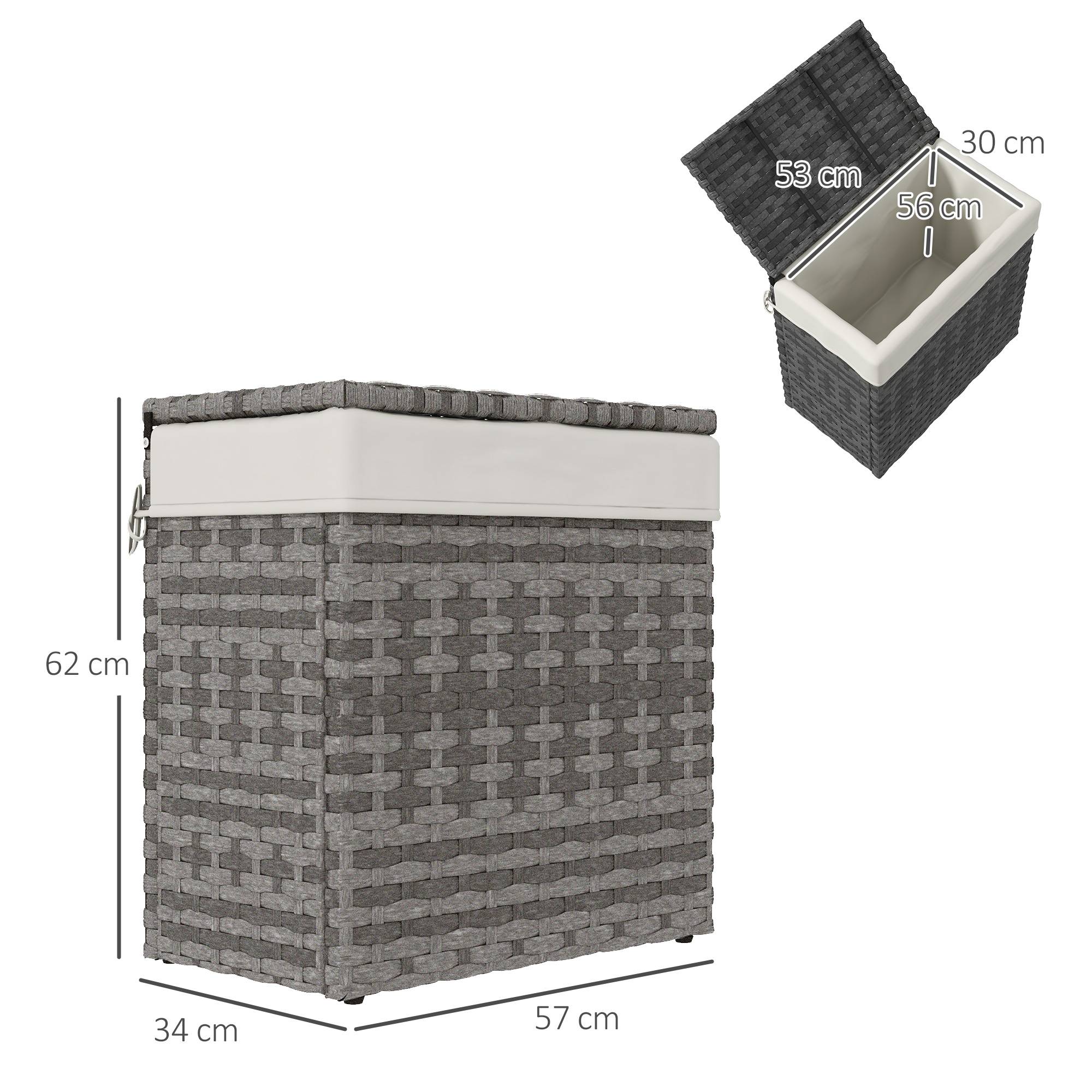 Malle de rangement jardin acier résine tressée doublure 57cm gris - ComfortXL Outdoor Living - Image 5
