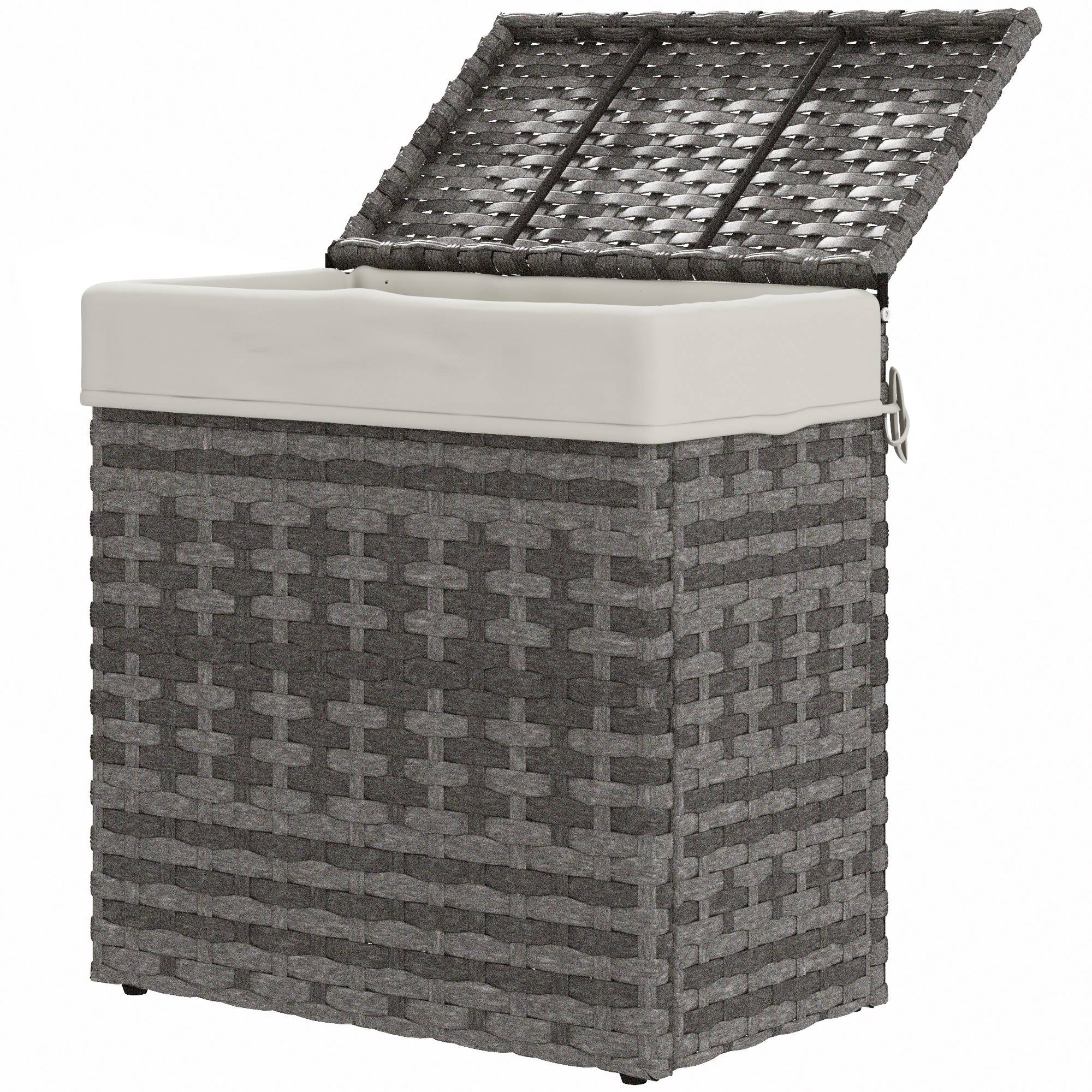 Malle de rangement jardin acier résine tressée doublure 57cm gris - ComfortXL Outdoor Living - Image 2