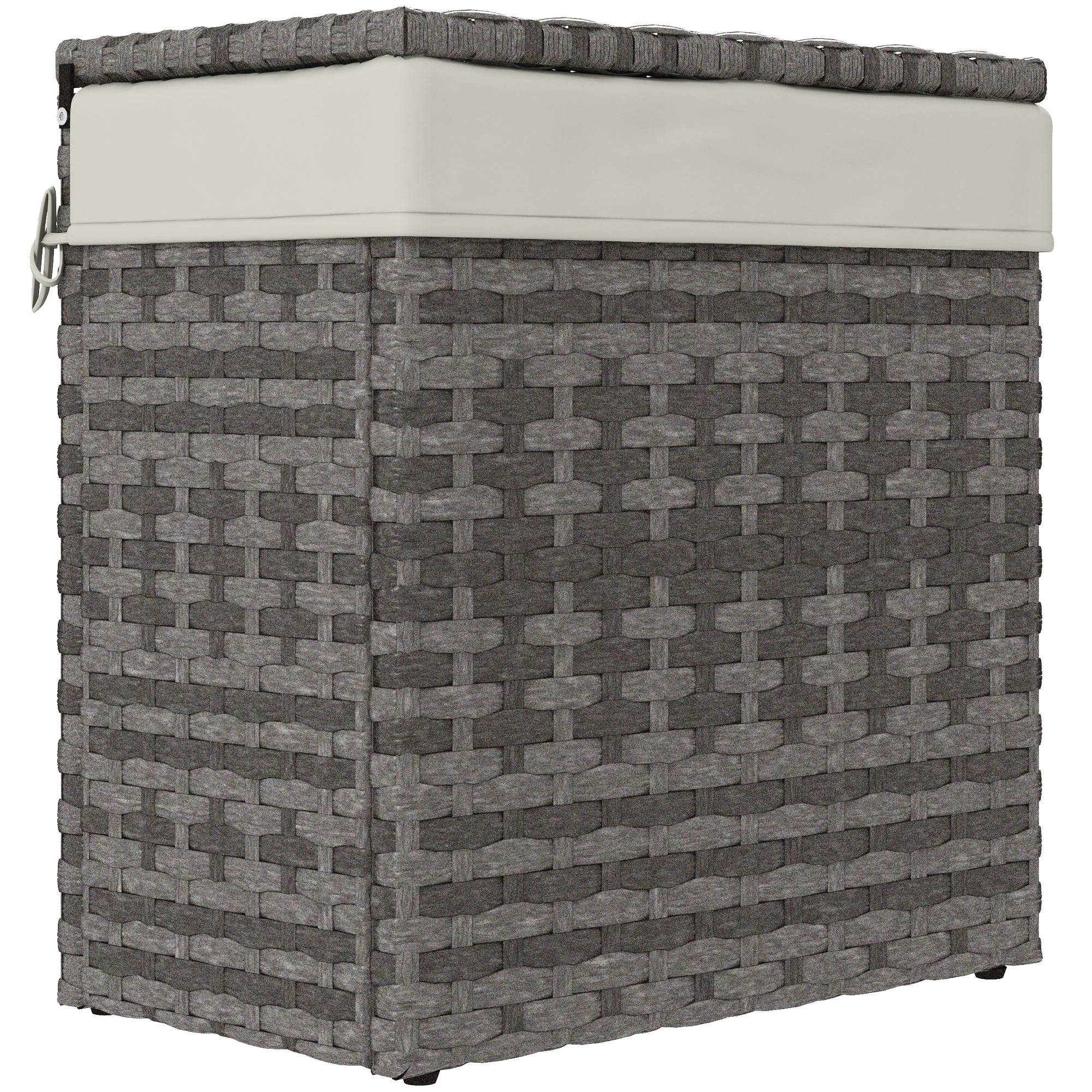 Malle de rangement jardin acier résine tressée doublure 57cm gris - ComfortXL Outdoor Living