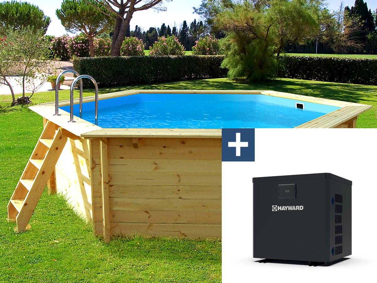 Piscine Bois " Hawai " - 4.10 X 1.18 M + Pompe à Chaleur  3.5 Kw/h -habitat Et Jardin - Image 1