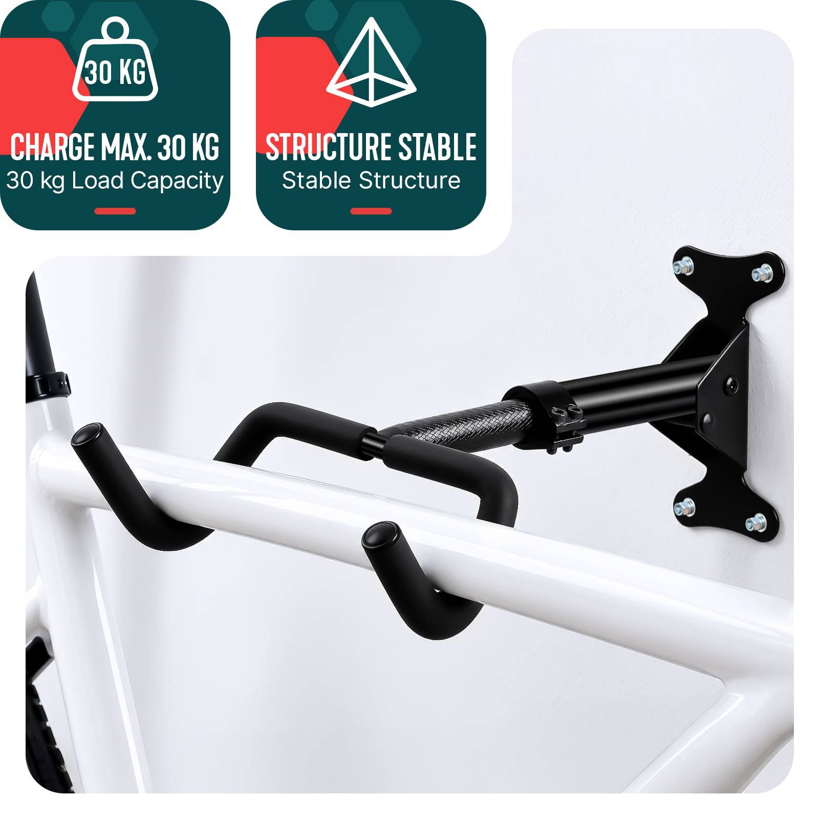 Vounot - Lot de 2 Supports muraux pour vélos réglables et pliables - Métal - Charge max 30kg - Noir - VOUNOT® - Image 6