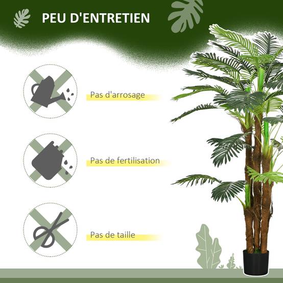 Grand Palmier Artificiel Plastique PE Décoration Intérieur Ambiance Exotique 160cm Vert - ComfortXL Outdoor Living - Image 8