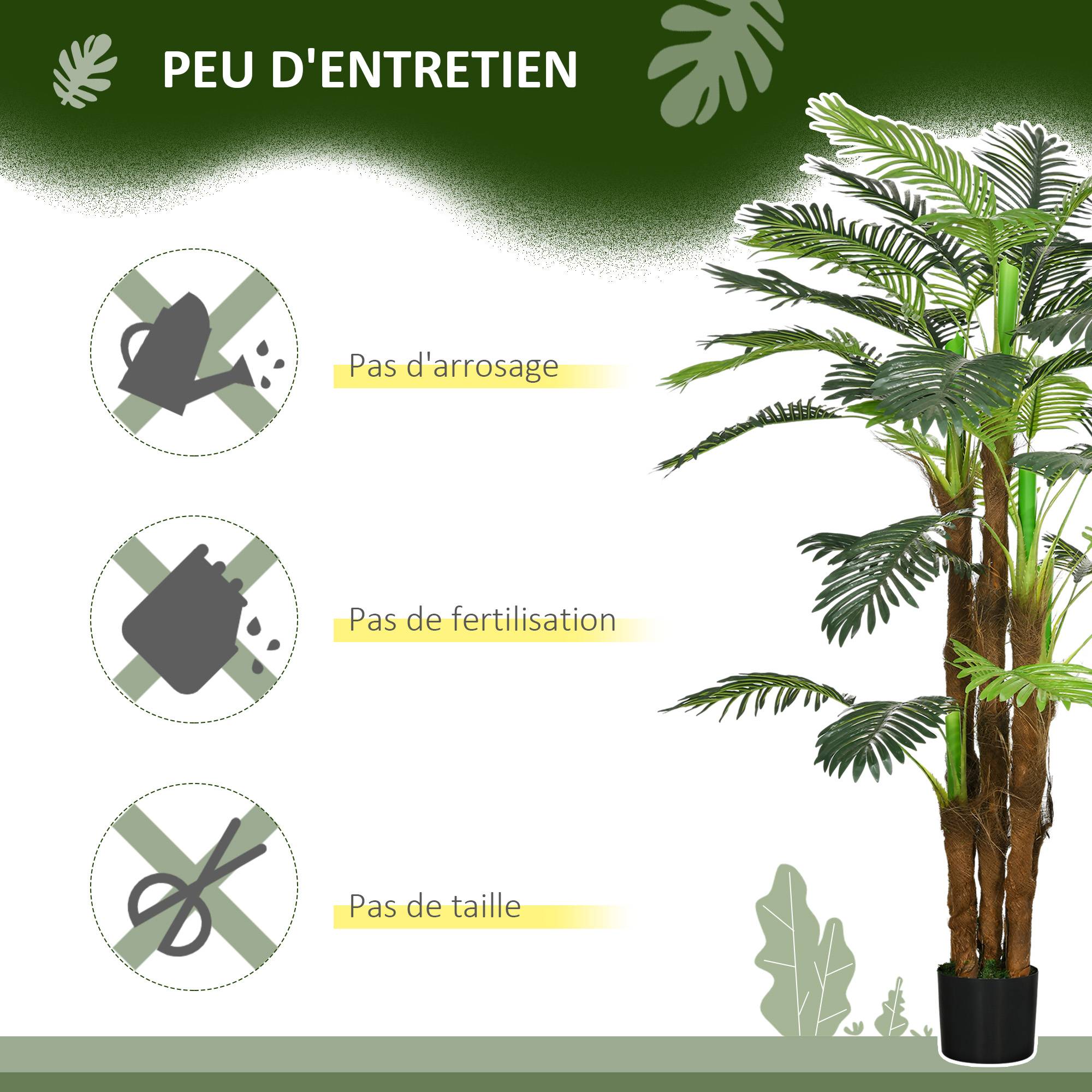 Grand Palmier Artificiel Plastique PE Décoration Intérieur Ambiance Exotique 160cm Vert - ComfortXL Outdoor Living - Image 8