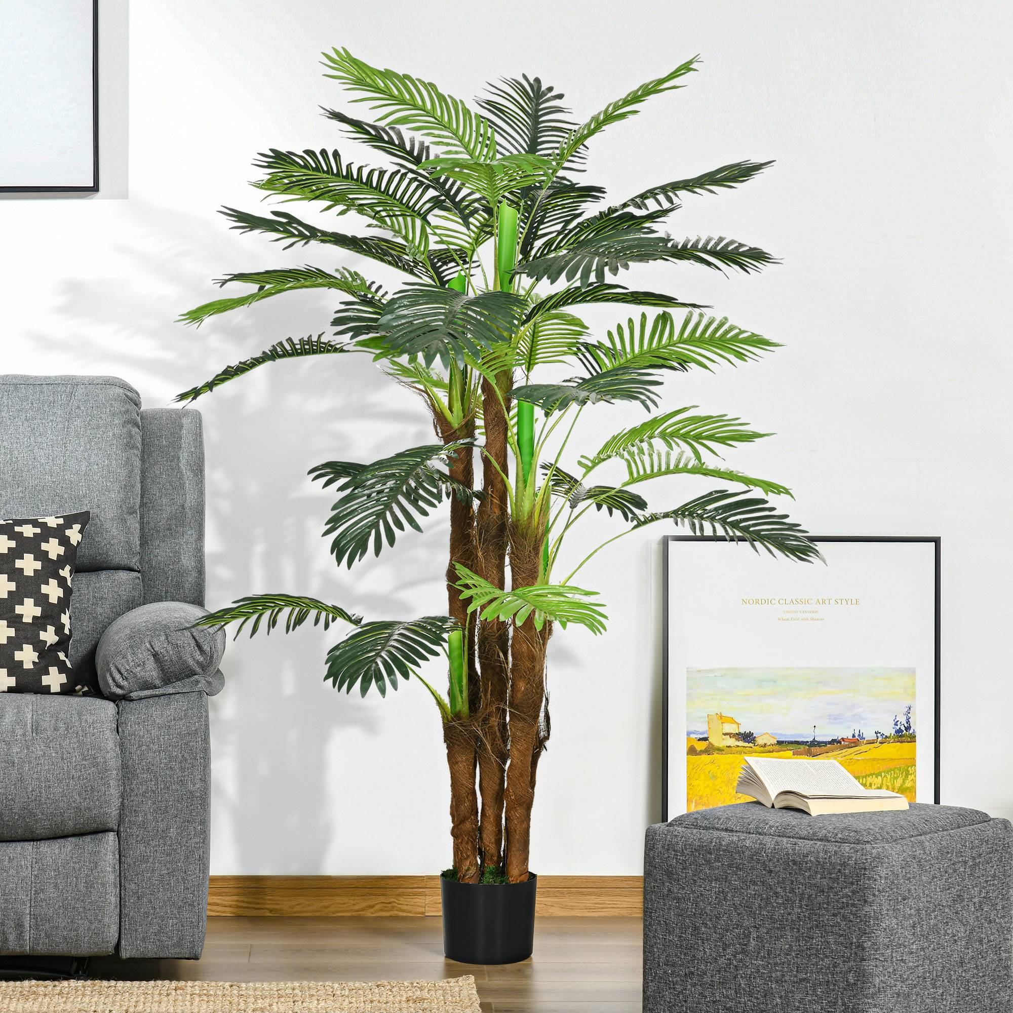 Grand Palmier Artificiel Plastique PE Décoration Intérieur Ambiance Exotique 160cm Vert - ComfortXL Outdoor Living - Image 3