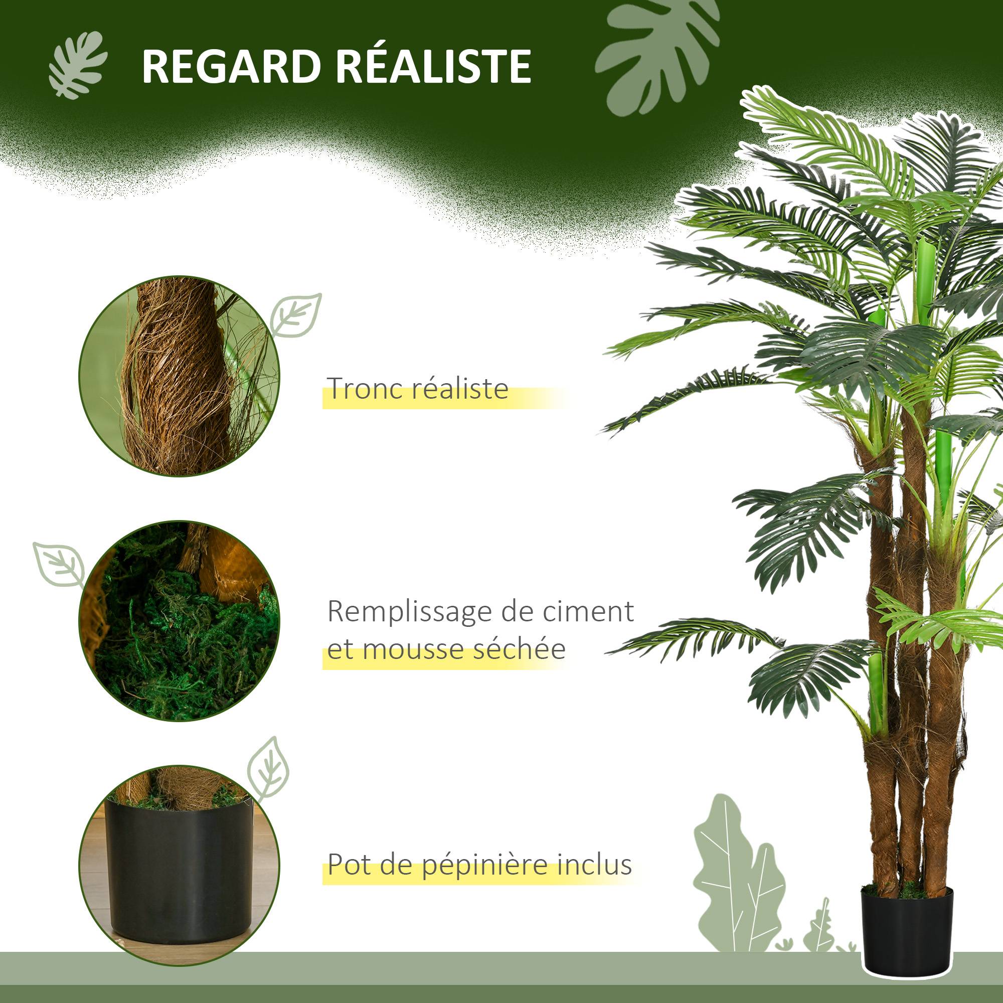 Grand Palmier Artificiel Plastique PE Décoration Intérieur Ambiance Exotique 160cm Vert - ComfortXL Outdoor Living - Image 7