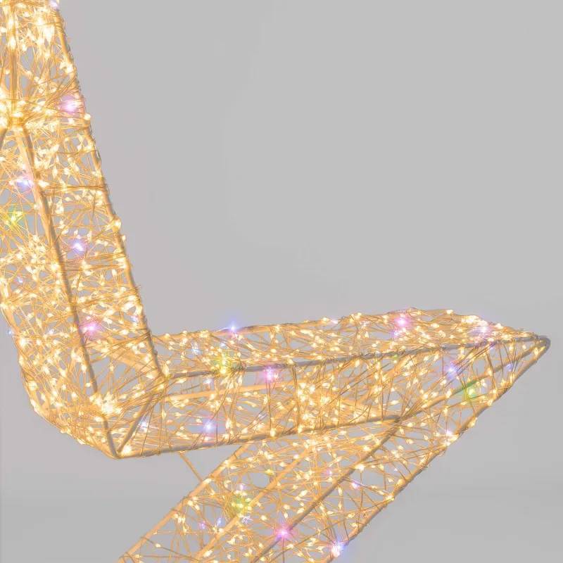 Lotti - Étoile 3D ø75cm MicroLED Blanc Chaud & RGB MultiFLASH Métal Or Extérieur IP44 - HDM Pro Lotti - Image 4