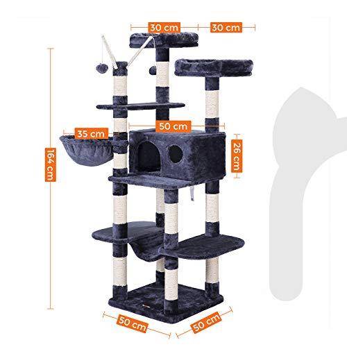 Arbre à chat XXL tour de jeux 164 cm gris anthracite - Image 2
