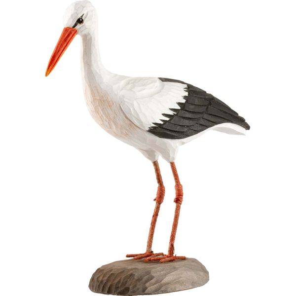 Cigogne en bois sculptée à la main 16 x 6.5 x 21 cm Wildlife Garden - Image 1