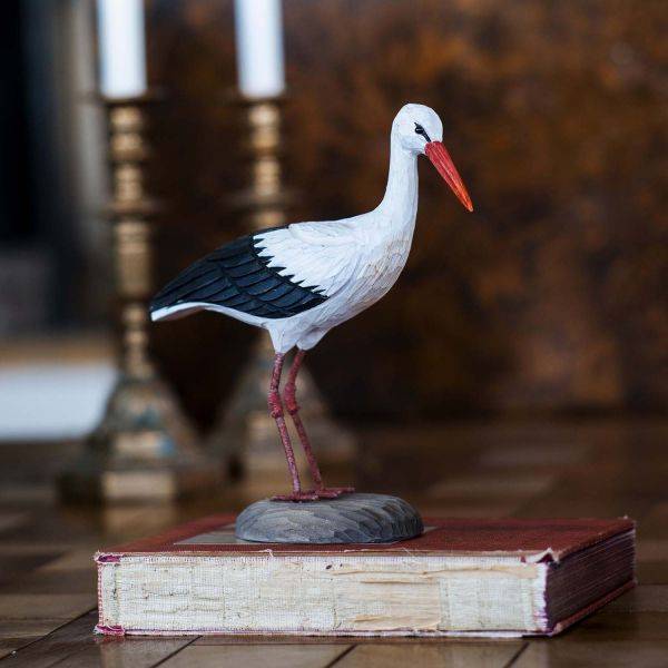 Cigogne en bois sculptée à la main 16 x 6.5 x 21 cm Wildlife Garden - Image 6