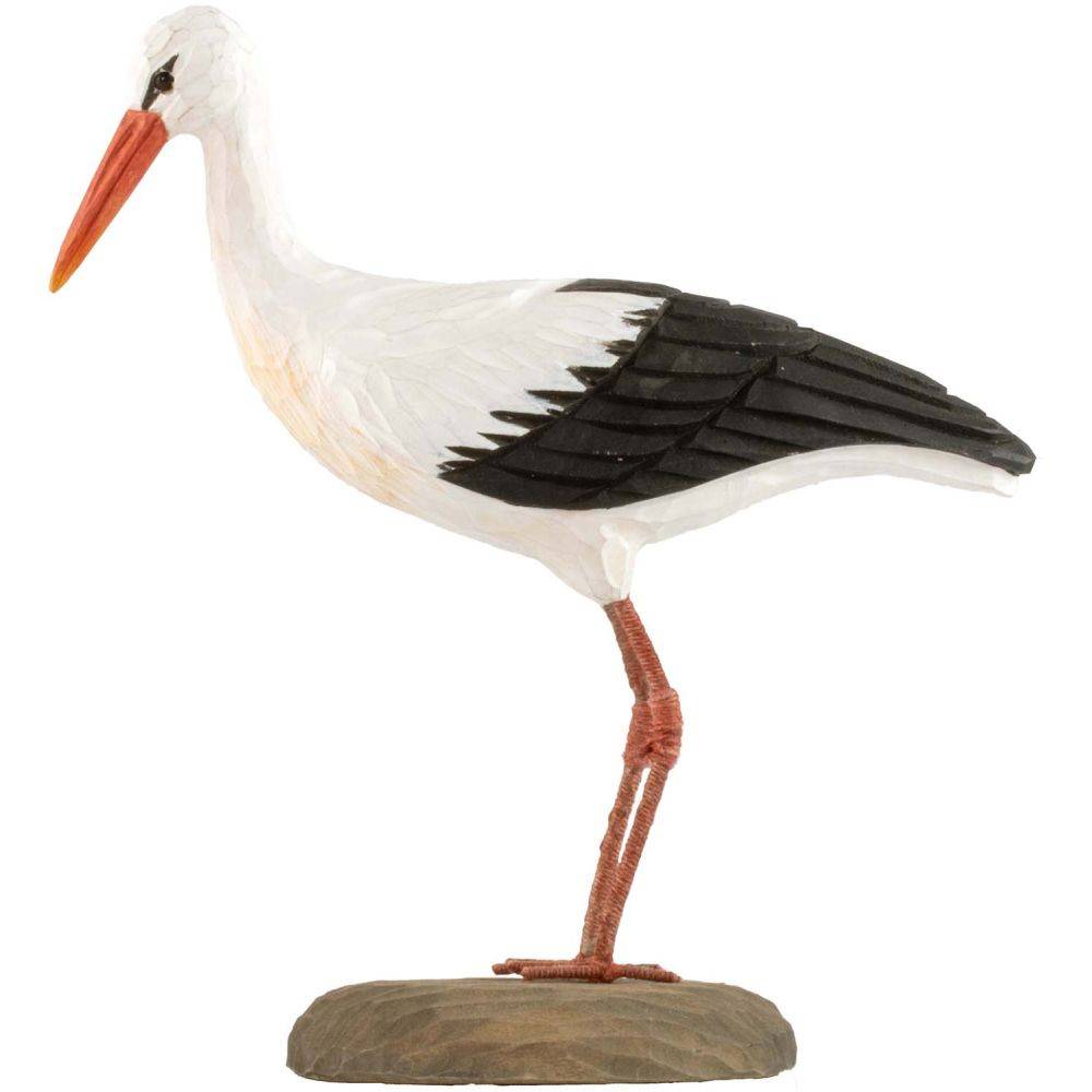 Cigogne en bois sculptée à la main 16 x 6.5 x 21 cm Wildlife Garden - Image 4
