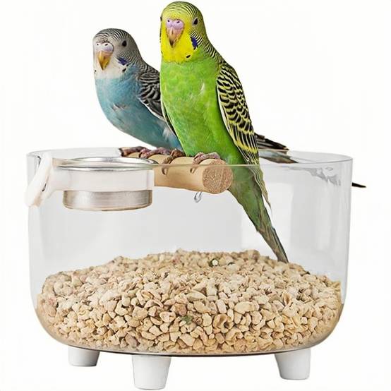 Perchoir Toilette Pour Oiseaux Adapté aux Oiseaux Petits/Moyens, Bol Amovible - Lytech - Image 1