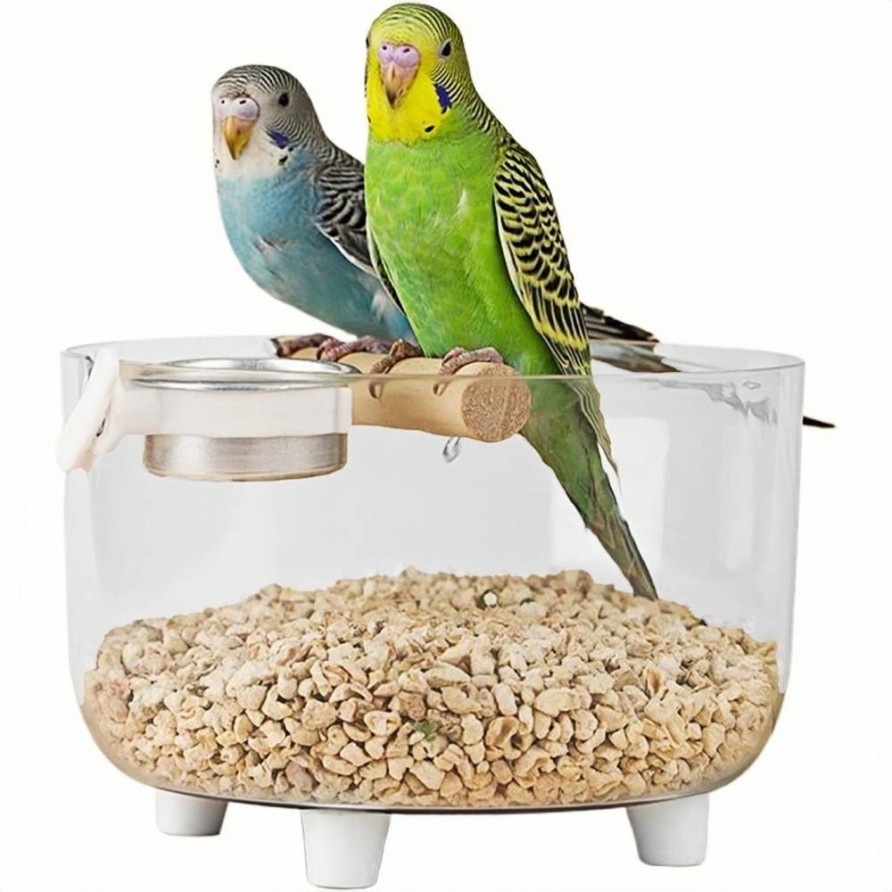 Perchoir Toilette Pour Oiseaux Adapté aux Oiseaux Petits/Moyens, Bol Amovible - Lytech