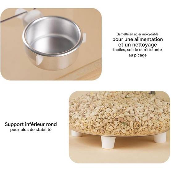Perchoir Toilette Pour Oiseaux Adapté aux Oiseaux Petits/Moyens, Bol Amovible - Lytech - Image 2