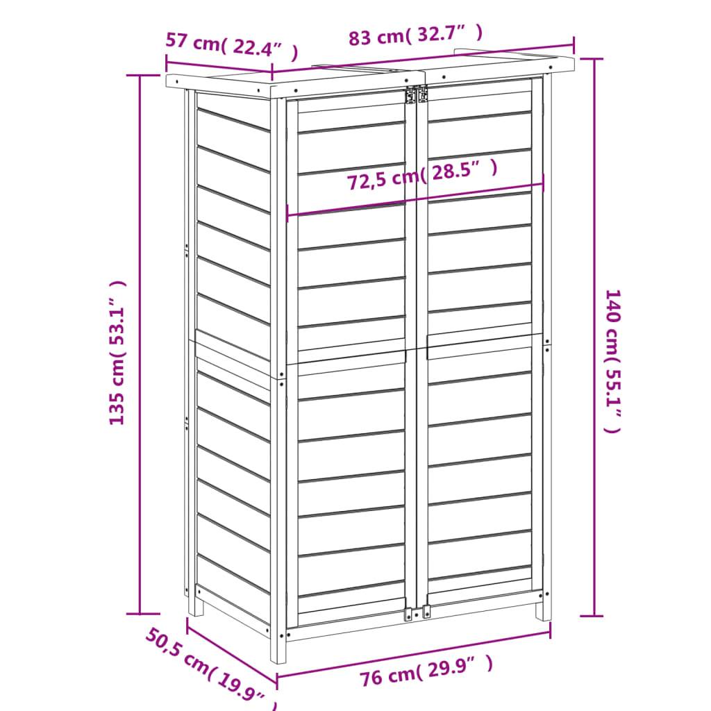 Maison Chic - Abri à outils 0.47m² - Cabane à outils - Abri de jardin gris 83x57x140 cm bois massif pin MAISON CHIC - Image 8