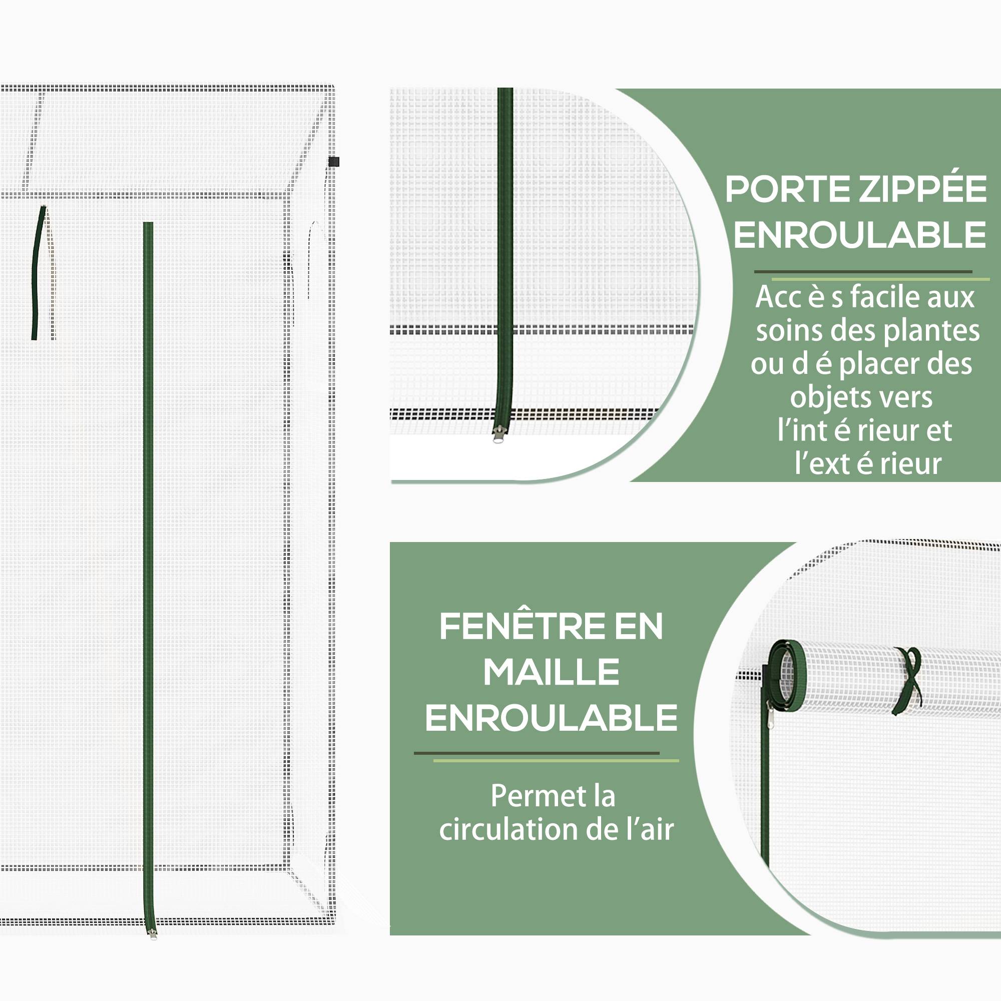 ComfortXL - Serre de jardin compacte en PE blanc 200 x 76 x 168 cm potager porte enroulable - ComfortXL Outdoor Living - Image 7
