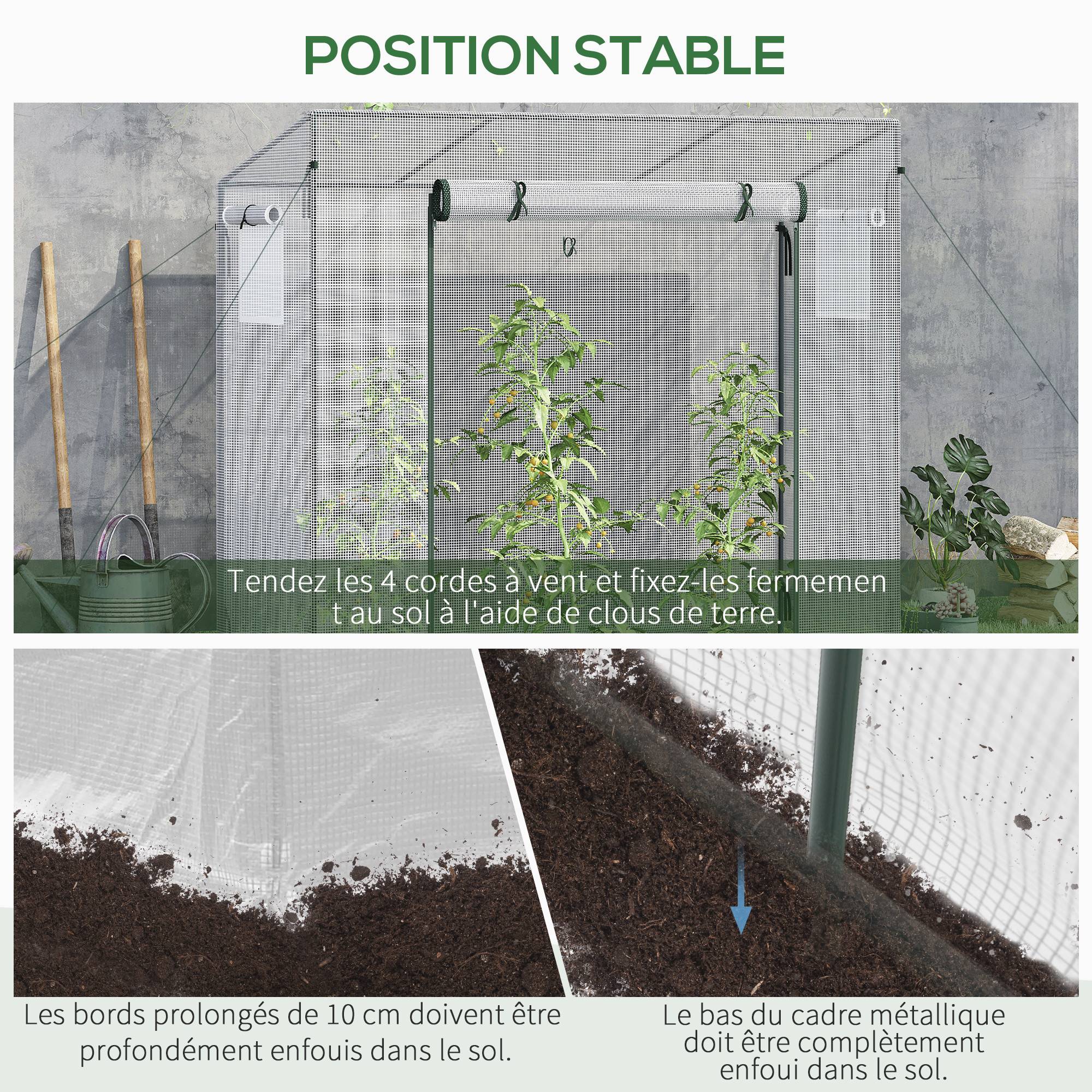 ComfortXL - Serre de jardin compacte en PE blanc 200 x 76 x 168 cm potager porte enroulable - ComfortXL Outdoor Living - Image 8