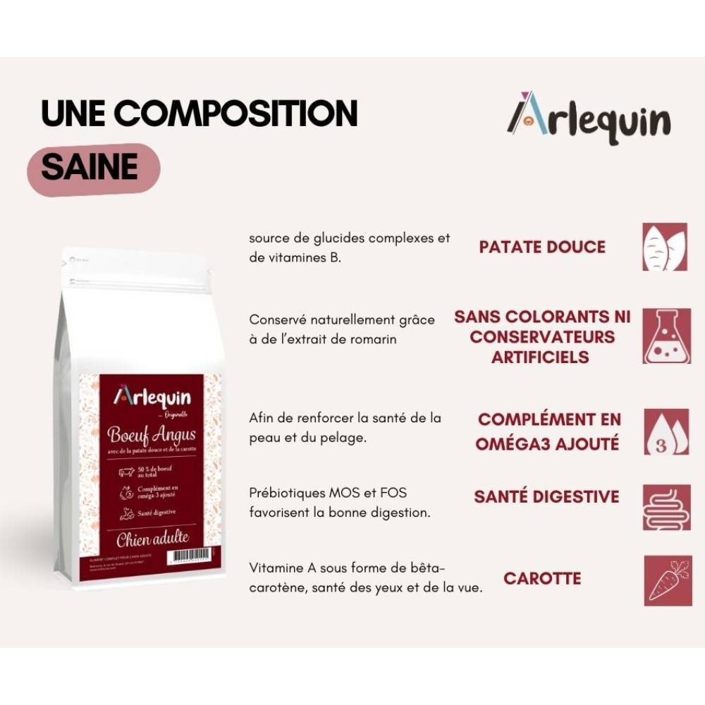 CROQUETTE CHIEN SANS CÉRÉALES ARLEQUIN ORIGINELLE BŒUF ANGUS 12 kg - Image 2