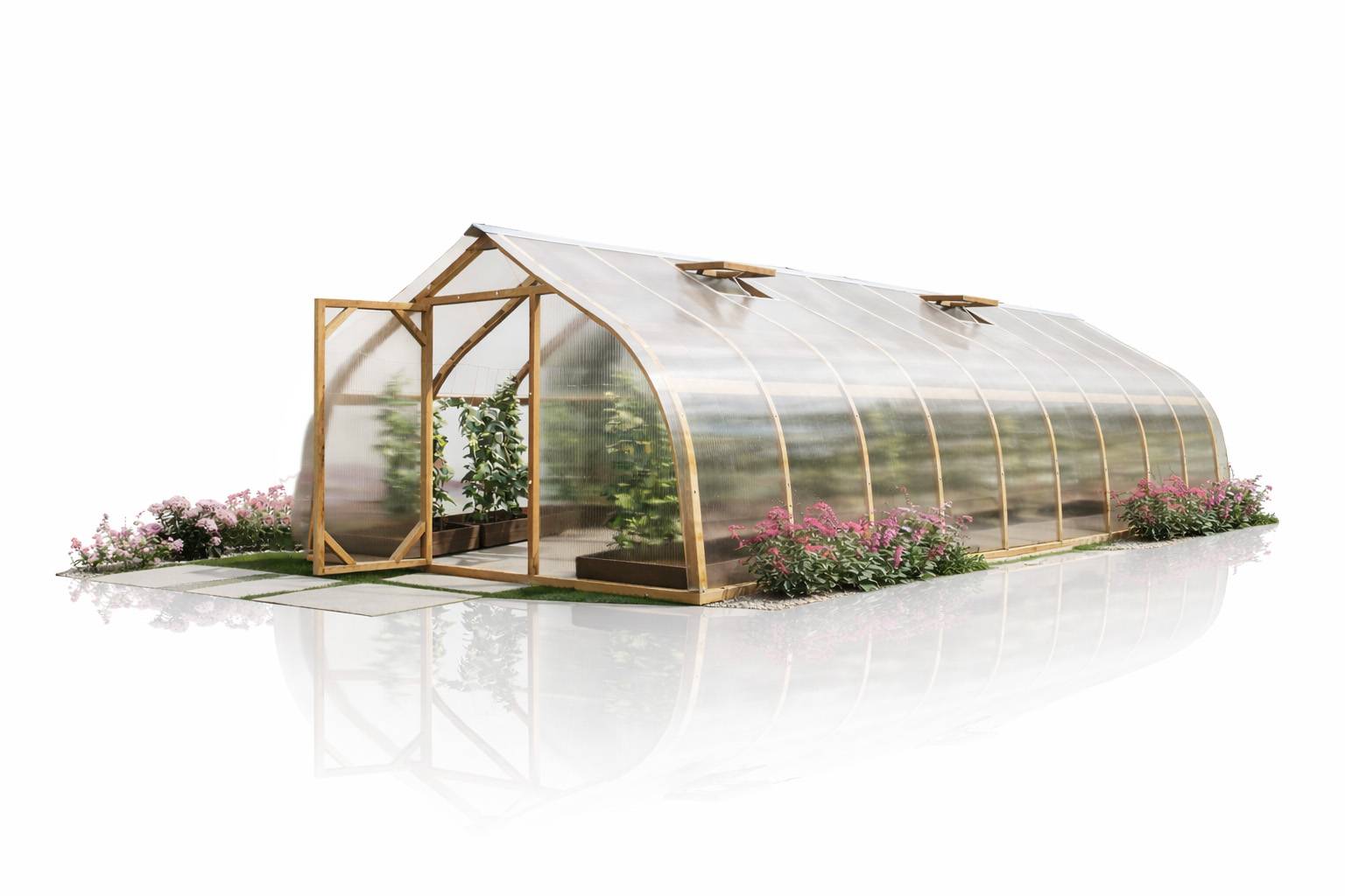 Serre en bois 36m² Norhage Tre 300 - Polycarbonate 6mm - Image 1