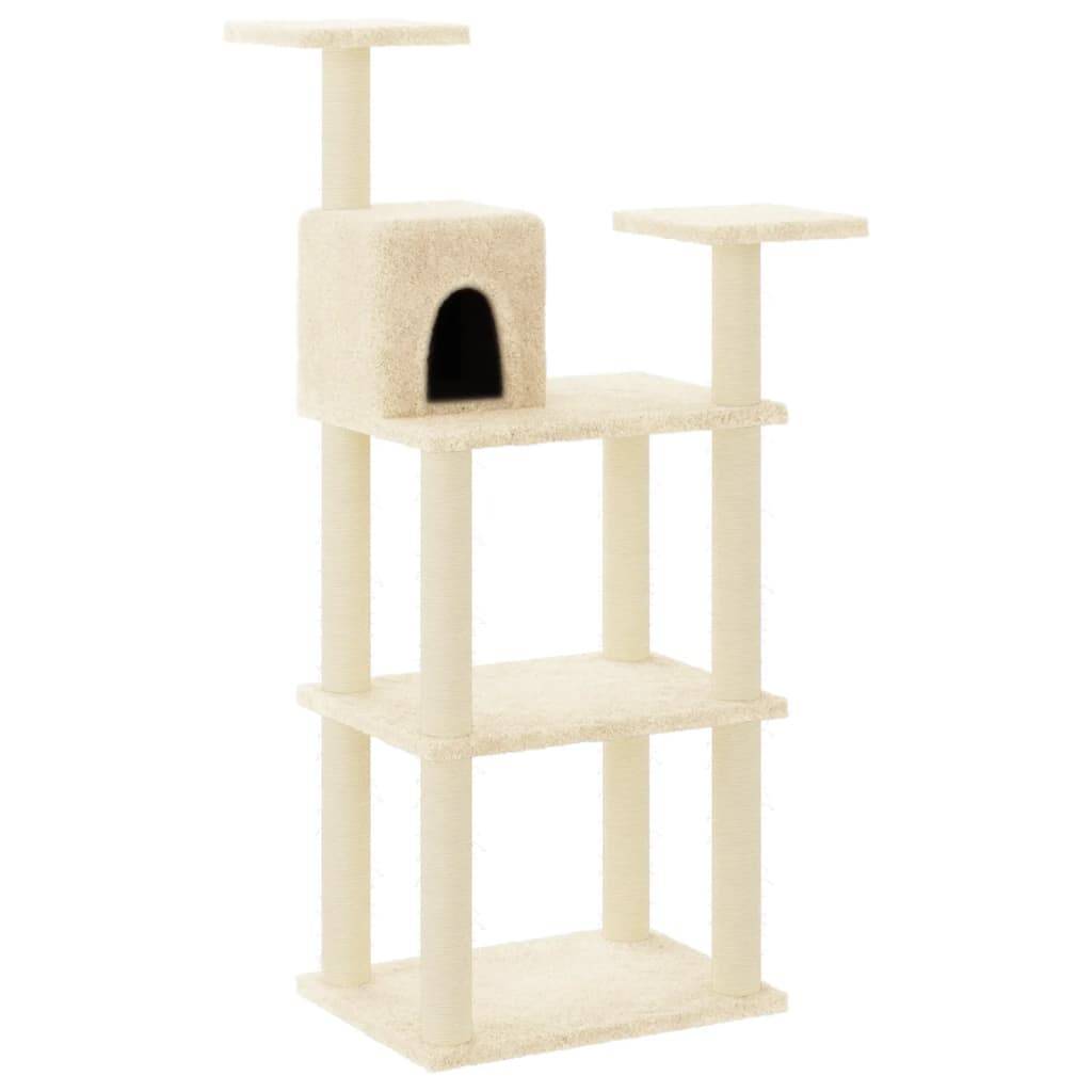 Arbre à chat bois et sisal crème 66 x 41 x 118.5 cm - PANGIVO - Image 2