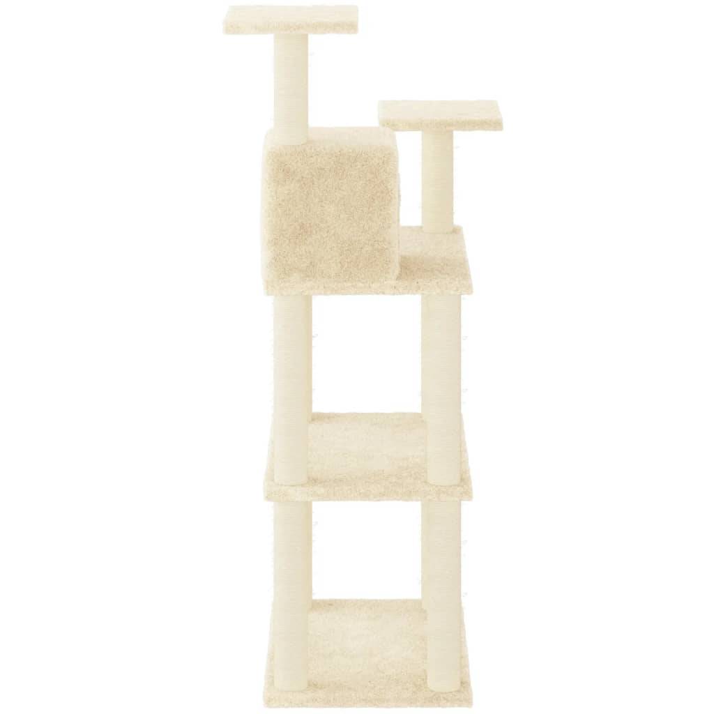 Arbre à chat bois et sisal crème 66 x 41 x 118.5 cm - PANGIVO - Image 4