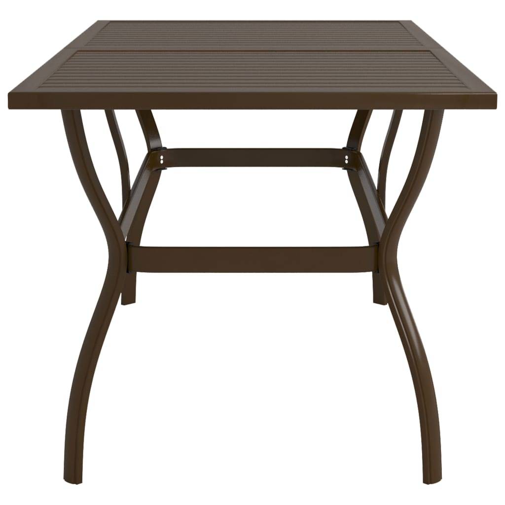 Table de Jardin Rectangulaire 140x80 cm Marron en Acier Robuste, Style Industriel à Lattes – ComfortXL Outdoor Living - Image 3