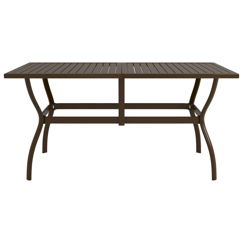 Table de Jardin Rectangulaire 140x80 cm Marron en Acier Robuste, Style Industriel à Lattes – ComfortXL Outdoor Living - Image 2