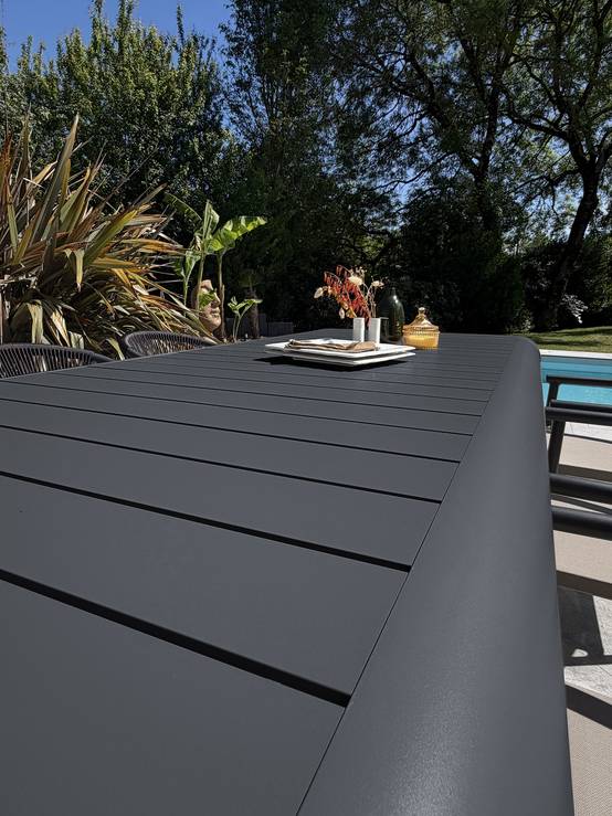 Dcb Garden - Ensemble repas de jardin en aluminium 6 places - Gris anthracite - HANOI - Image 3