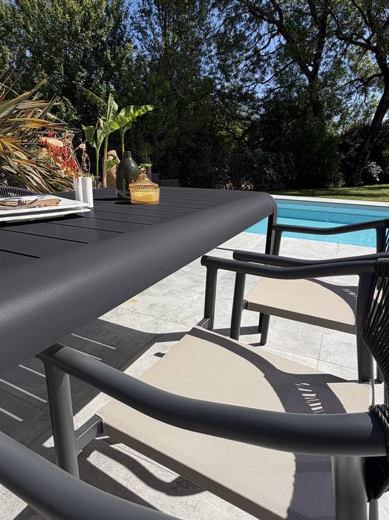Dcb Garden - Ensemble repas de jardin en aluminium 6 places - Gris anthracite - HANOI - Image 4