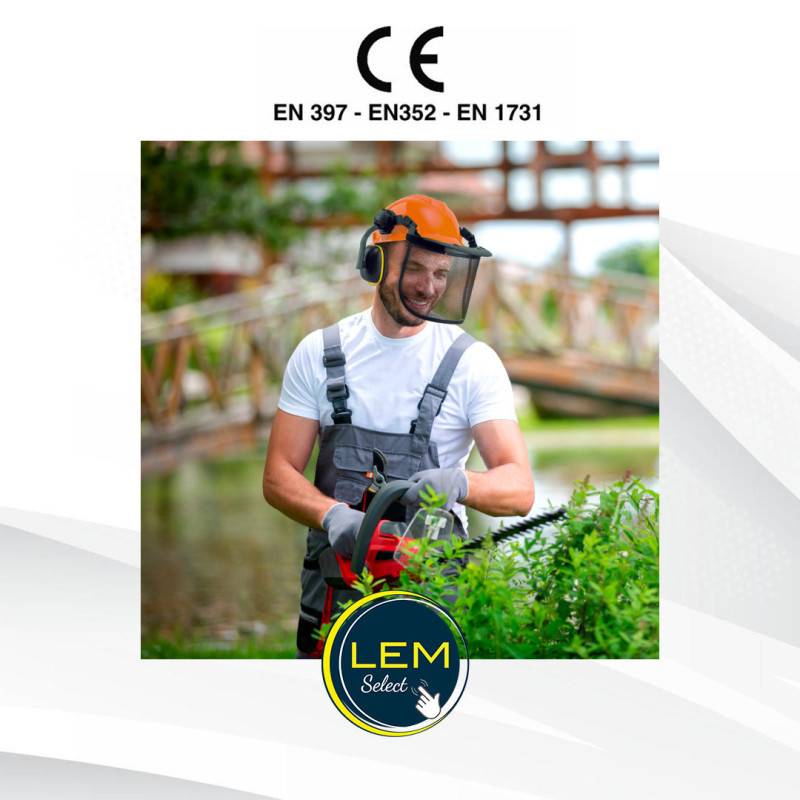 Casque Visière Professionnel de protection grillagée avec casque anti-bruit - norme CE EN1731 - EN352 - EN397 - Image 2
