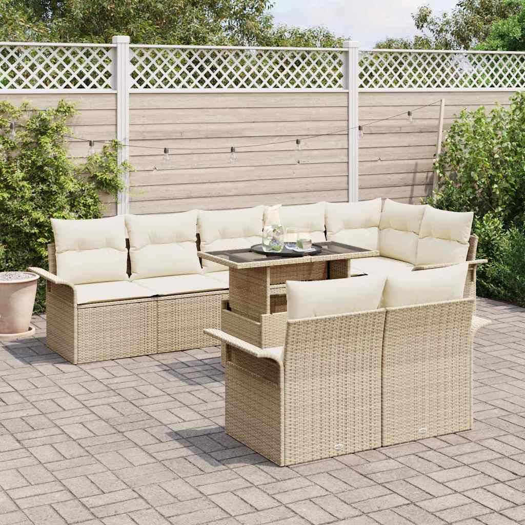 Vidaxl - Ensemble de canapé de jardin 9 pcs Beige Poly rotin vidaXL 3348307 - Image 4
