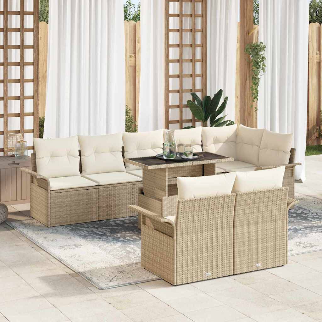 Vidaxl - Ensemble de canapé de jardin 9 pcs Beige Poly rotin vidaXL 3348307 - Image 1