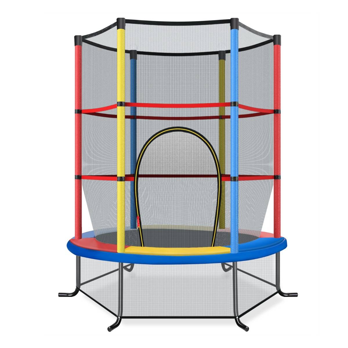 Trampoline de Jardin pour Enfants Ø165CM avec Filet de Protection Appuis de Ressorts et Structure en Acier Coloré F408R - Image 3