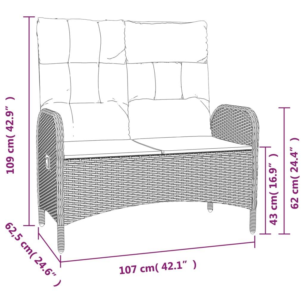 Vidaxl - Ensemble à manger jardin et coussins 2 pcs-Salons de jardin gris rotin 498668 - Image 7