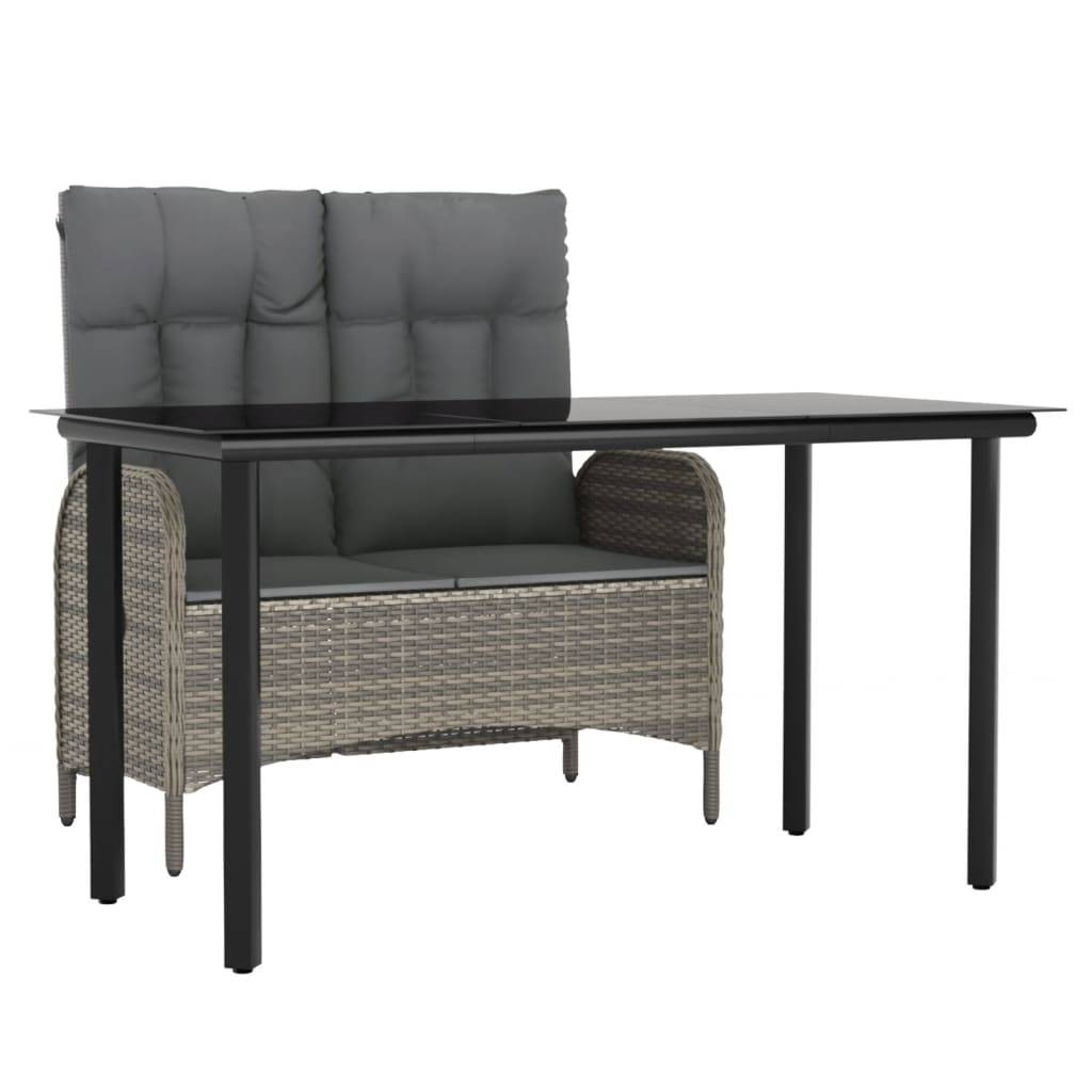 Vidaxl - Ensemble à manger jardin et coussins 2 pcs-Salons de jardin gris rotin 498668 - Image 2