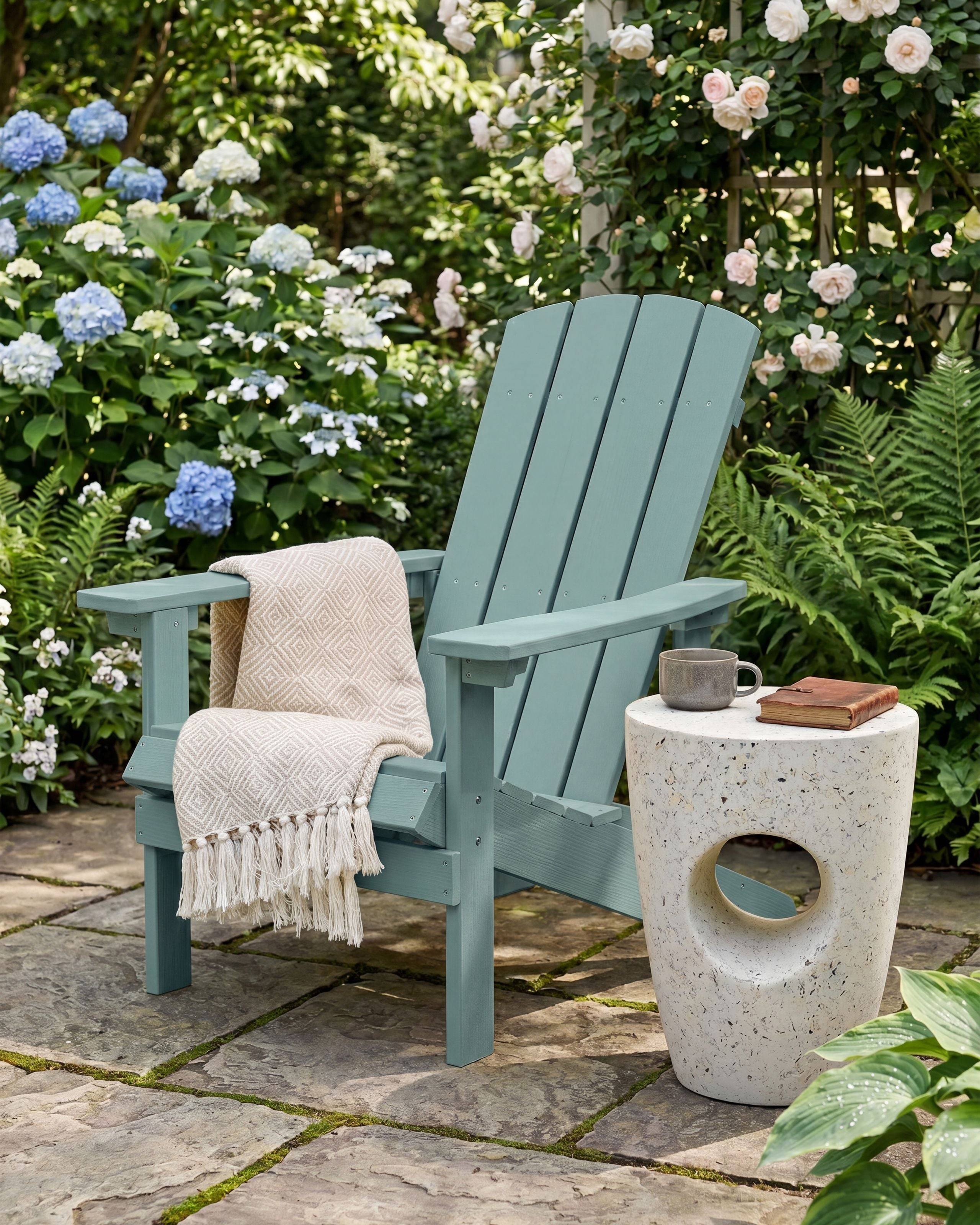 Beliani - Chaise de jardin Bois synthétique Turquoise ADIRONDACK - Beliani - Image 1