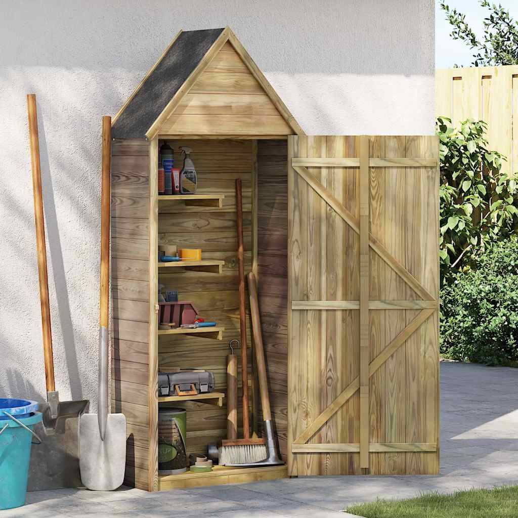 ComfortXL - Abri à outils de jardin en pin traité avec étagères et porte 70x32x178 cm – ComfortXL Outdoor Living - Image 2