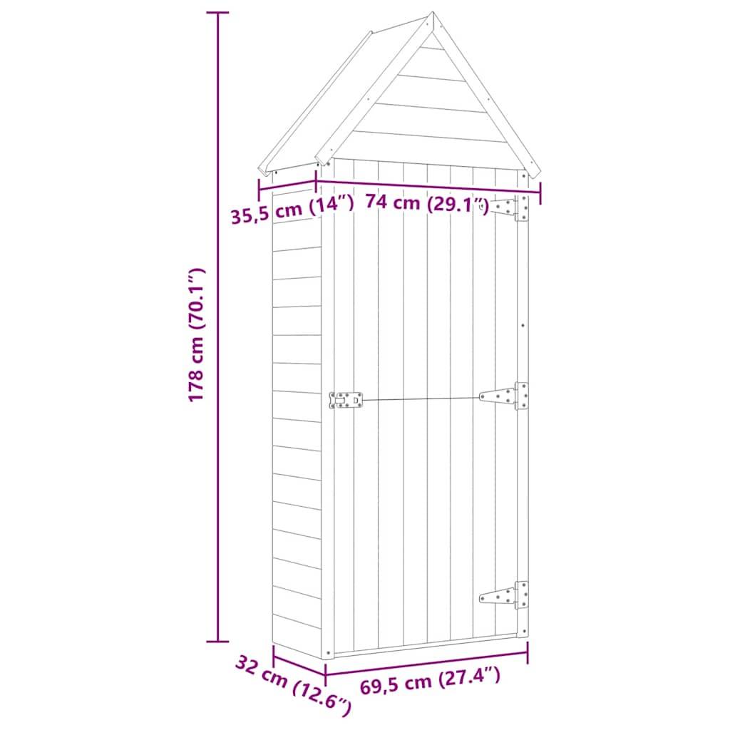 ComfortXL - Abri à outils de jardin en pin traité avec étagères et porte 70x32x178 cm – ComfortXL Outdoor Living - Image 9